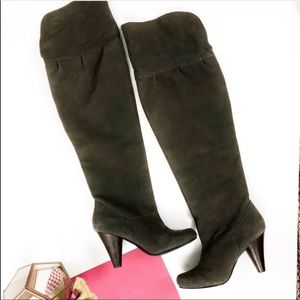 Boutique genuine leather over the knee boots grey